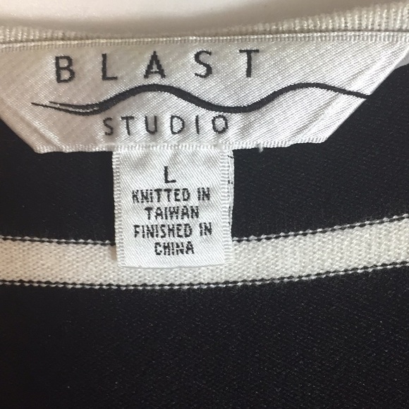Blast 3/4 Sleeve Black & White Stripe Top Size L - Picture 7 of 8